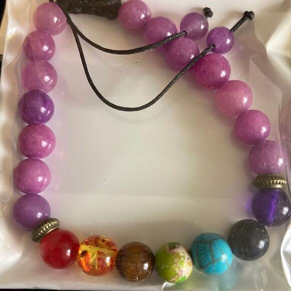 No Brand Jewelry - Genuine Black Agate or Halite Anxiety & Spiritual Polished Stone Chakra Marble